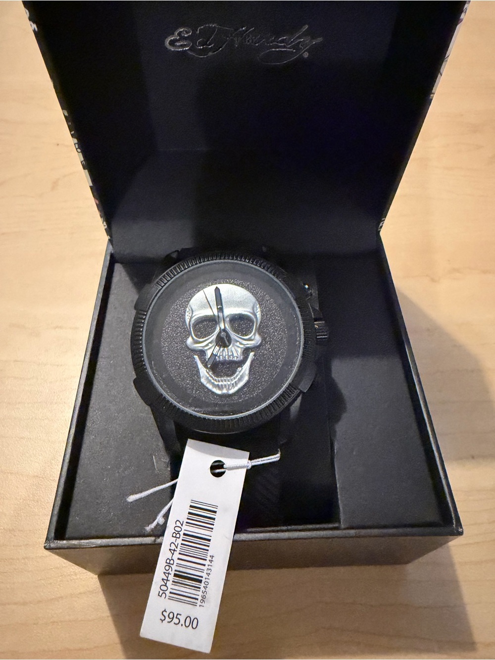 Ed Hardy Black Watch with Silver Skull Dial